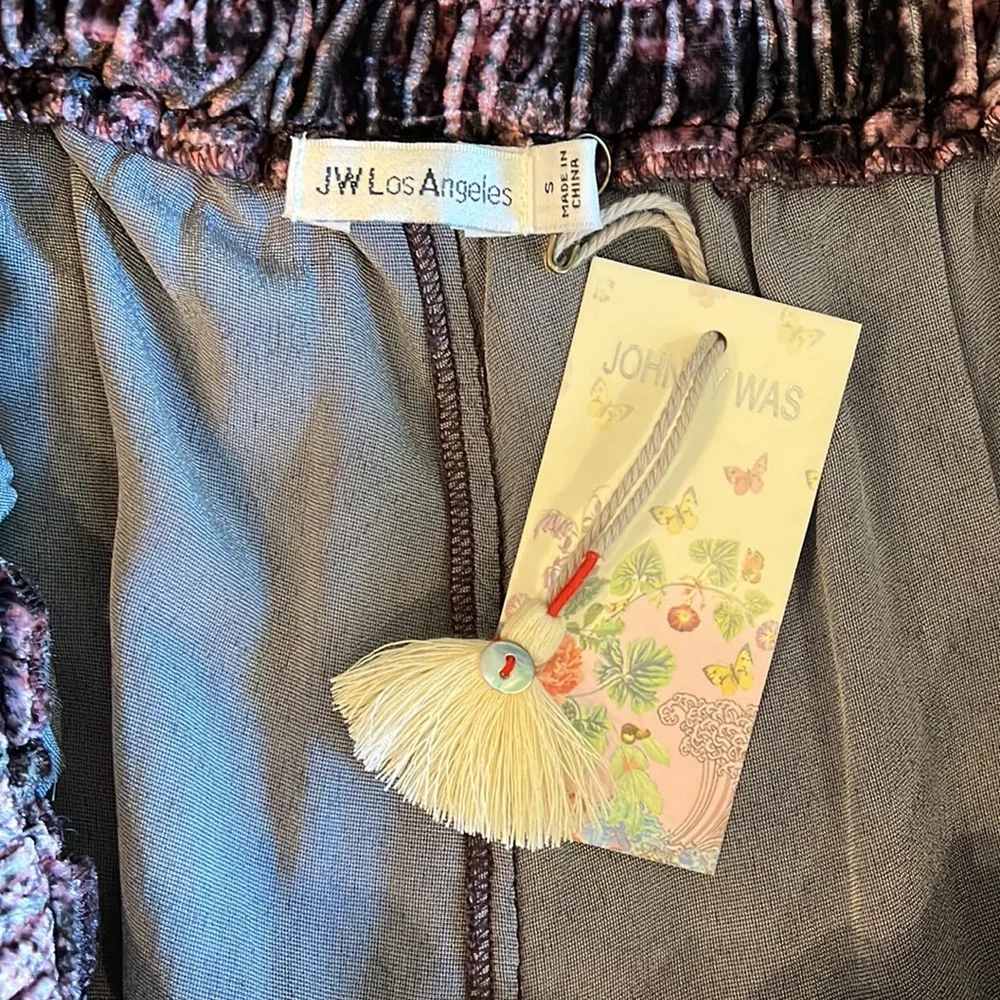 Johnny Was Los Angeles Ulla Floral Embroidered Velvet Pants Black Small - Picture 6 of 9